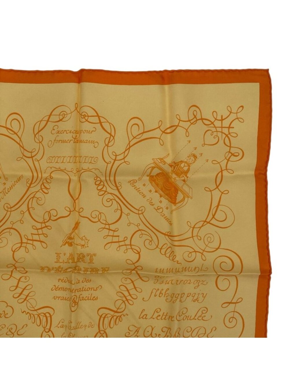 Hermes Scarf Silk Lart Decrire Calligraphy Art Yellow - Picture 3 of 8